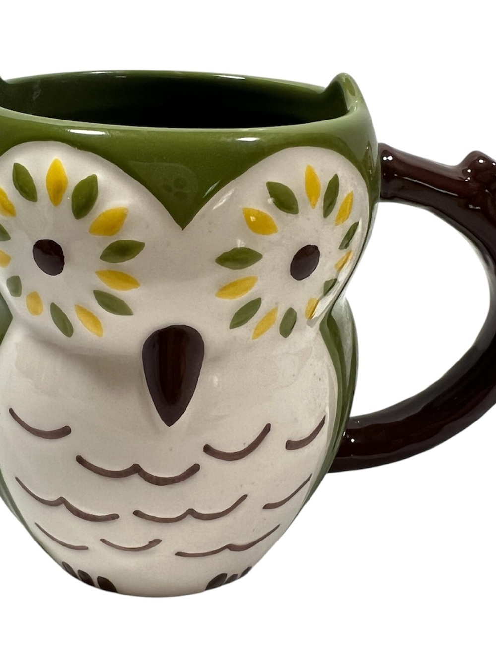 Corningware Owl  Mug Coffee Tea Cup 14oz Green Retro